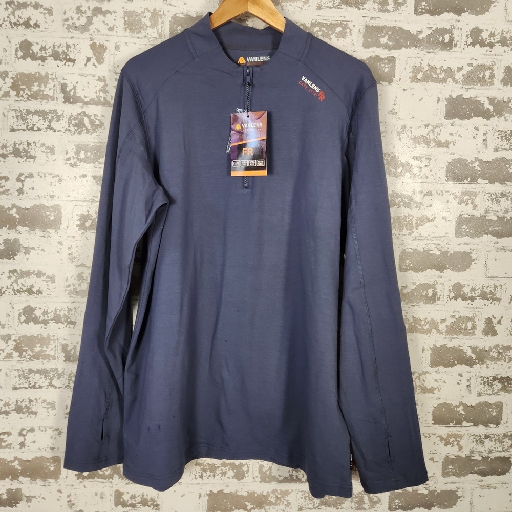 Vanlens FR1034 1/4 Zip Shirt Men L Fire Resistant Cat 2 2112 Protection Blue